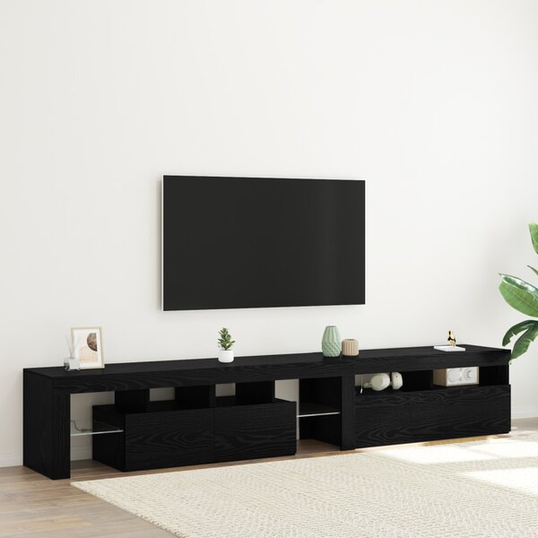 TV szekrény 2 db Fekete tölgy Szerelt Fa