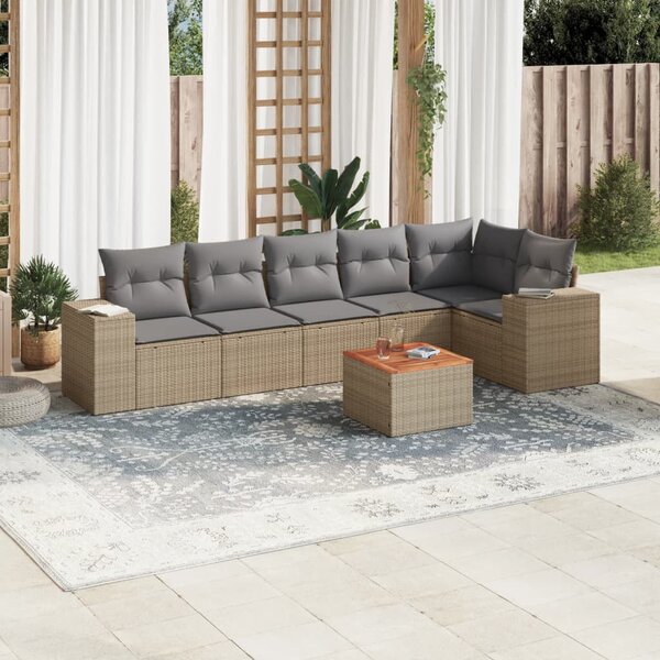 VidaXL Polyrattan Kerti Ülőgarnitúra - 7 részes - Bézs