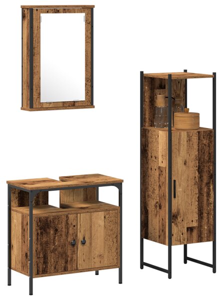 Fürdőszoba bútor szett 3 pcs Barna 33 x 33 x 120.5 cm Faanyag