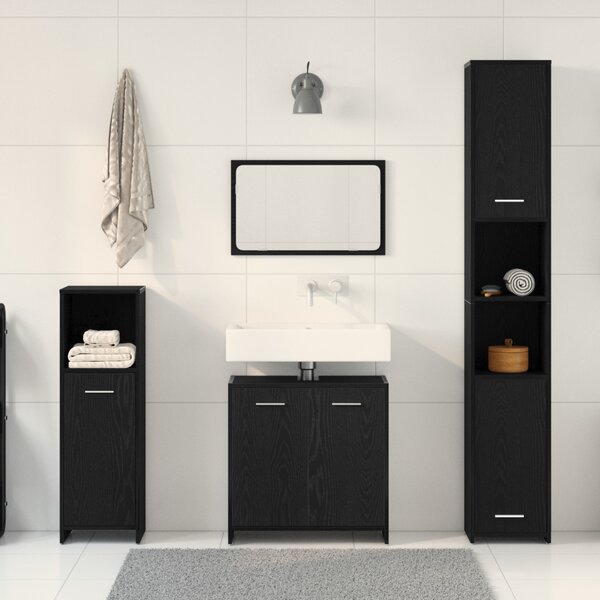 Fürdőszoba bútor szett 4 db Fekete tölgy 30 x 30 x 183,5 cm