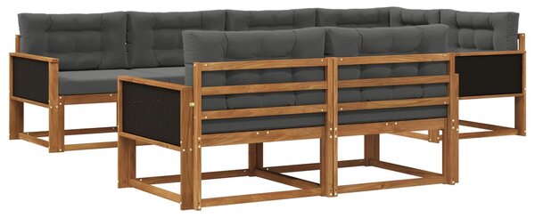 Kültéri kanapé szett párnával 7 pcs Természetes és antracit