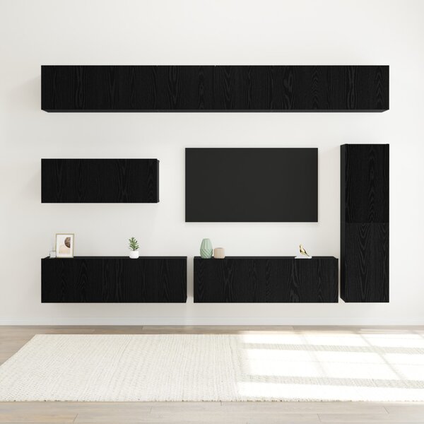 TV szekrény garnitúra 7 db Fekete tölgy Szerelt Fa