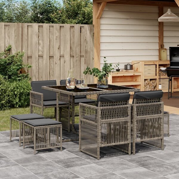VidaXL Polyrattan Kerti Étkezőgarnitúra - 9 részes