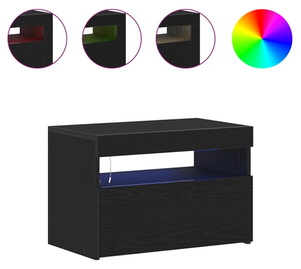 TV szekrény LED-del 2 pcs Fekete tölgy 60 x 35 x 40 cm Faanyag