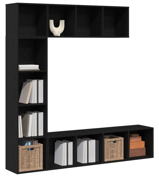 Könyvespolcok 3 db Fekete Tölgy 36x30x143 cm Mérnöki Fa