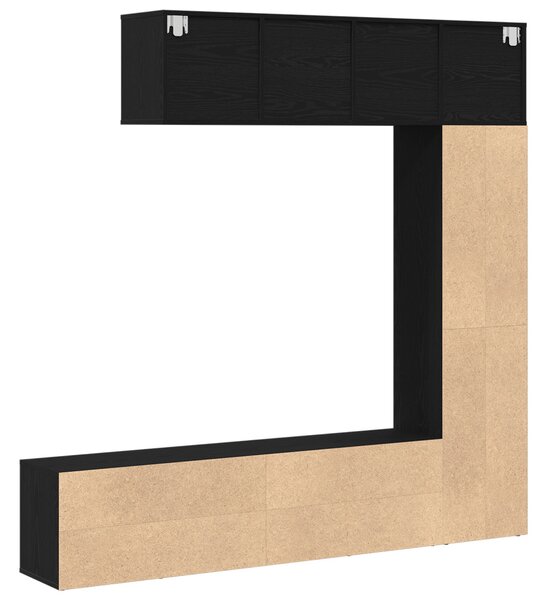 Könyvespolcok 3 db Fekete Tölgy 36x30x143 cm Mérnöki Fa