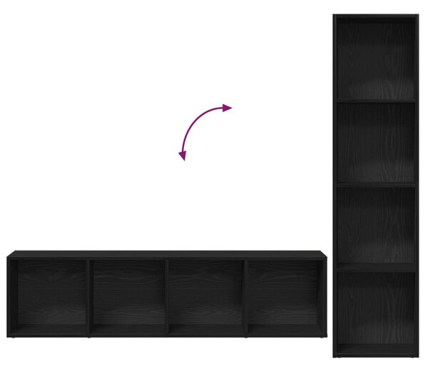 Könyvespolcok 3 db Fekete Tölgy 36x30x143 cm Mérnöki Fa