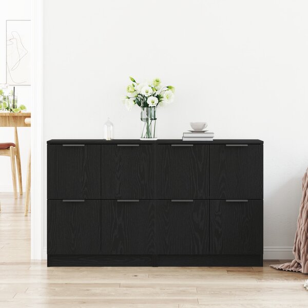 Széf 2 pcs Fekete tölgy 60 x 30 x 70 cm Faanyag