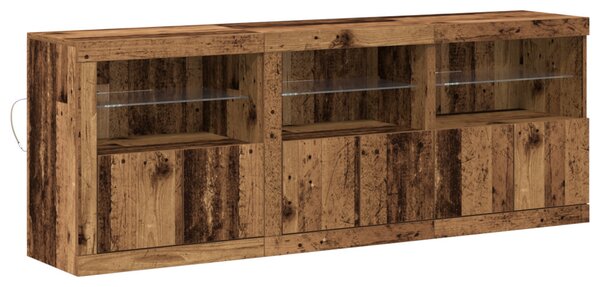 LED tálaló LED -es lámpákkal Öreg fa 181 x 37 x 67 cm Faanyag