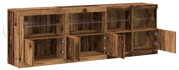 LED tálaló LED -es lámpákkal Öreg fa 202 x 37 x 67 cm Faanyag