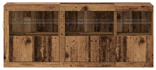 LED tálaló LED -es lámpákkal Öreg fa 162 x 37 x 67 cm Faanyag