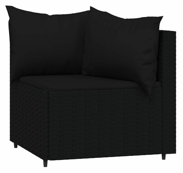VidaXL 4 részes fekete polyrattan kerti ülőgarnitúra párnákkal