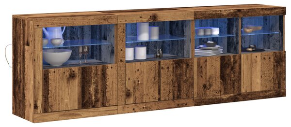 LED tálaló LED -es lámpákkal Öreg fa 202 x 37 x 67 cm Faanyag