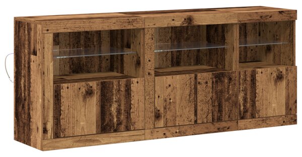 LED tálaló LED -es lámpákkal Öreg fa 162 x 37 x 67 cm Faanyag