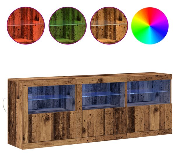 LED tálaló LED -es lámpákkal Öreg fa 181 x 37 x 67 cm Faanyag