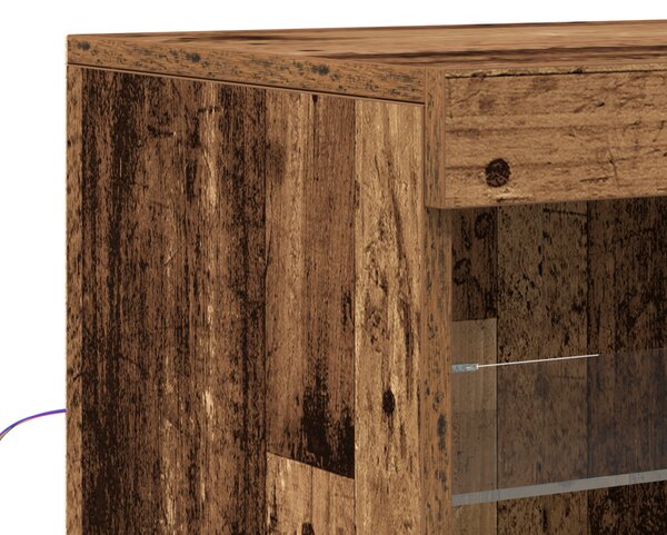LED tálaló LED -es lámpákkal Öreg fa 181 x 37 x 67 cm Faanyag