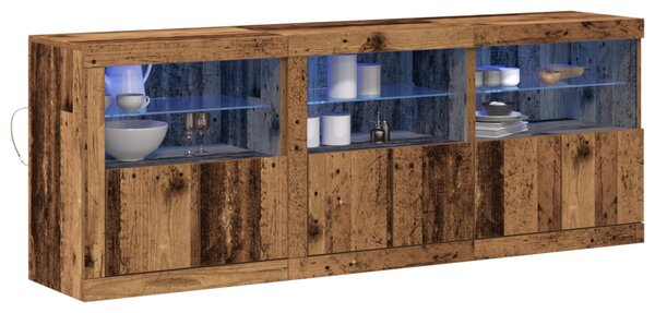 LED tálaló LED -es lámpákkal Öreg fa 181 x 37 x 67 cm Faanyag