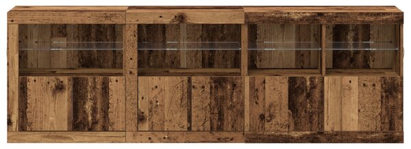 LED tálaló LED -es lámpákkal Öreg fa 202 x 37 x 67 cm Faanyag