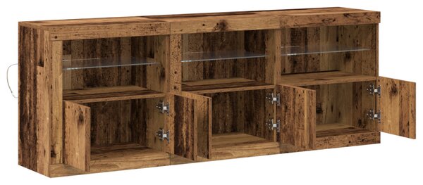 LED tálaló LED -es lámpákkal Öreg fa 181 x 37 x 67 cm Faanyag
