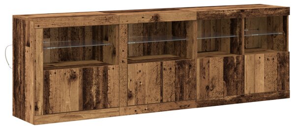 LED tálaló LED -es lámpákkal Öreg fa 202 x 37 x 67 cm Faanyag