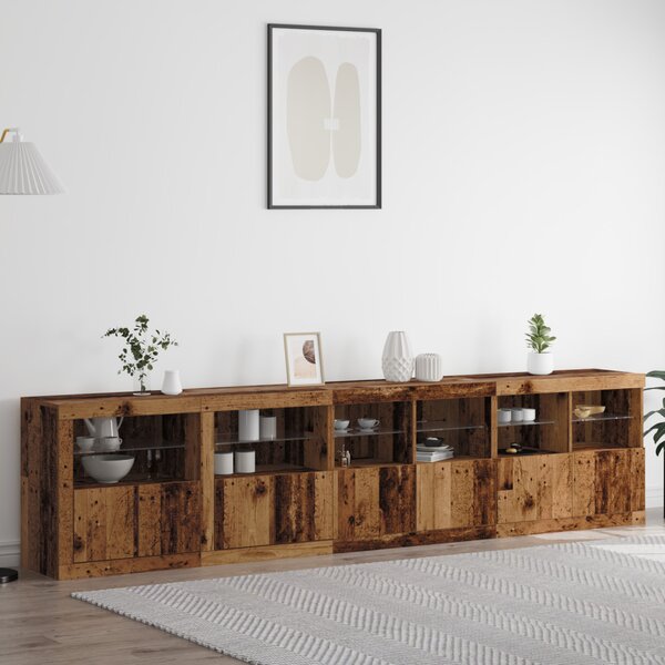 LED tálaló LED -es lámpákkal Öreg fa 283 x 37 x 67 cm Faanyag