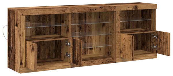 LED tálaló LED -es lámpákkal Öreg fa 181,5 x 37 x 67 cm Faanyag