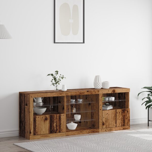 LED tálaló LED -es lámpákkal Öreg fa 181,5 x 37 x 67 cm Faanyag