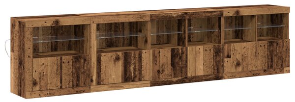 LED tálaló LED -es lámpákkal Öreg fa 283 x 37 x 67 cm Faanyag