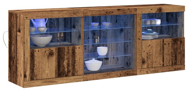 LED tálaló LED -es lámpákkal Öreg fa 181,5 x 37 x 67 cm Faanyag