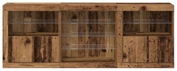 LED tálaló LED -es lámpákkal Öreg fa 181,5 x 37 x 67 cm Faanyag