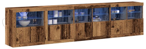 LED tálaló LED -es lámpákkal Öreg fa 283 x 37 x 67 cm Faanyag