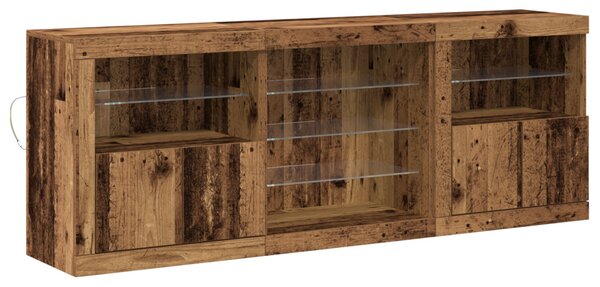 LED tálaló LED -es lámpákkal Öreg fa 181,5 x 37 x 67 cm Faanyag