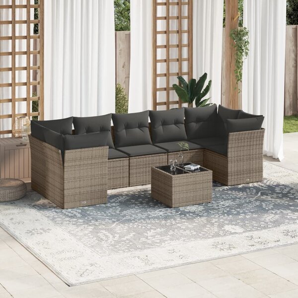 VidaXL Polyrattan Kerti Ülőgarnitúra - 8 részes - Szürke