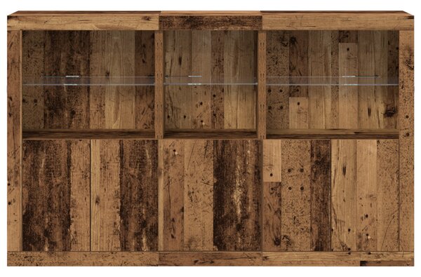 Tálaló LED világítással Viharvert fa 162x37x100 cm Műanyag
