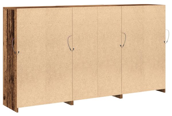 LED világítással rendelkező oldalszekrény Régi fa 181.5x37x100 cm Mérnöki fa