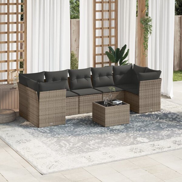 VidaXL Polyrattan Kerti Ülőgarnitúra - 8 részes - Szürke