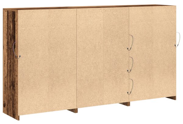 LED világítással ellátott oldal szekrény Öreg fa 202x37x100 cm
