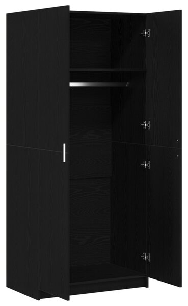 Ruhásszekrény polcokkal Fekete tölgy 80 x 50,5 x 180 cm Faanyag
