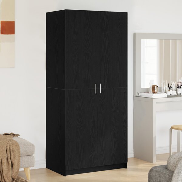 Ruhásszekrény polcokkal Fekete tölgy 80 x 50,5 x 180 cm Faanyag
