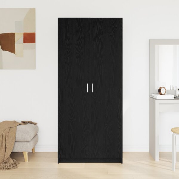 Ruhásszekrény polcokkal Fekete tölgy 80 x 50,5 x 180 cm Faanyag