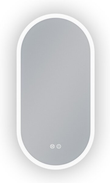 Erga Demi, ovális LED tükör 40x80cm, 3 fényszín, elülső világítás, páramentes fűtőpárna, ERG-V01-DEMI-4080-CL