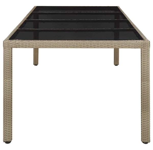 Polyrattan Kerti Asztal - Edzett Üveg - 250x100x75 cm