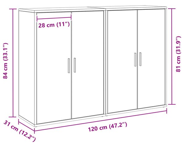 Szekrények 2 db Kézműves tölgy 60x31x84 cm Szerelt fa