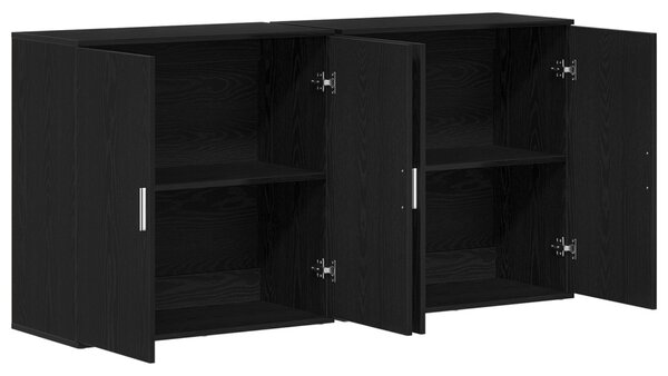 2 db fekete tölgy oldalszekrény 79x38x80 cm rétegelt fa