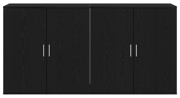 2 db fekete tölgy oldalszekrény 79x38x80 cm rétegelt fa