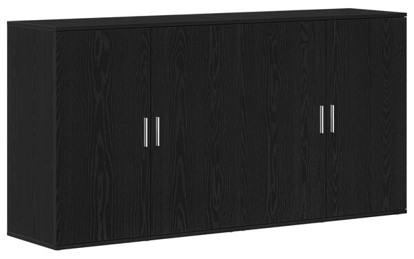 2 db fekete tölgy oldalszekrény 79x38x80 cm rétegelt fa