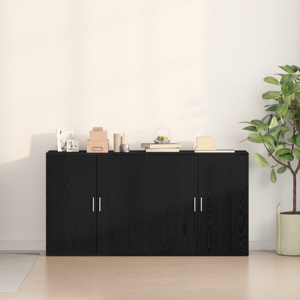 2 db fekete tölgy oldalszekrény 79x38x80 cm rétegelt fa