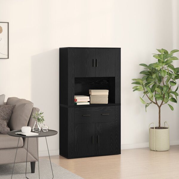 Fekete tölgy Highboard 80x33x150 cm Szerelt fa