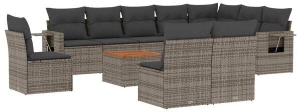 VidaXL Polyrattan Kerti Ülőgarnitúra - 11 részes - Szürke