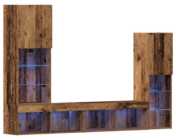 TV szekrény LED lámpákkal Megkopott fa 40.5x30x102 cm